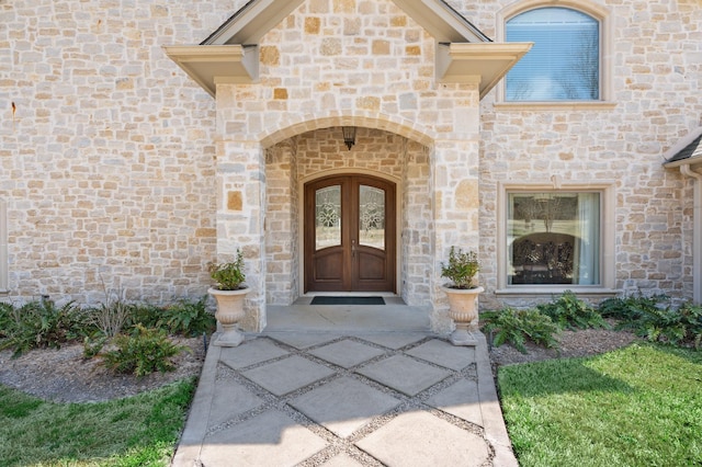 property entrance with french doors