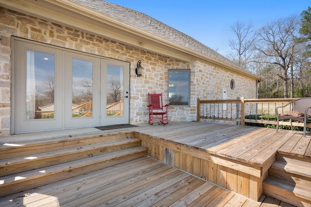 wooden terrace with french doors