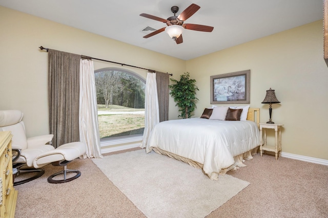 bedroom with carpet and ceiling fan