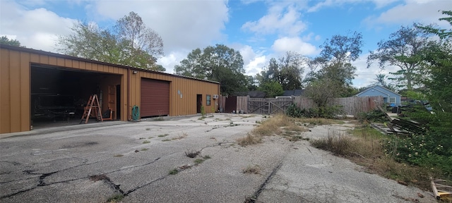 exterior space featuring a garage