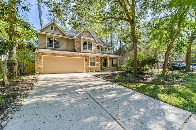 craftsman inspired home with a garage