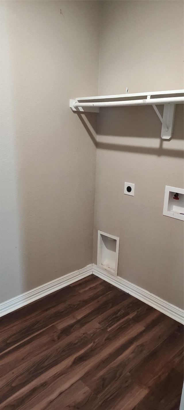 laundry room with washer hookup, dark hardwood / wood-style flooring, and electric dryer hookup