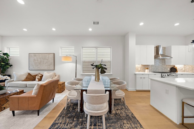 dining area featuring light hardwood / wood-style flooring