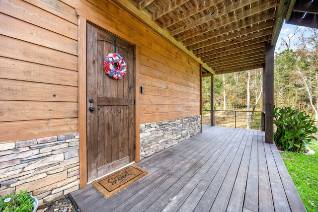 deck featuring a porch