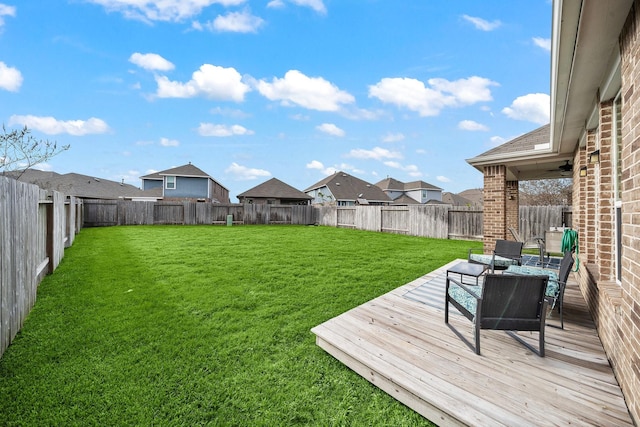 view of yard with a deck