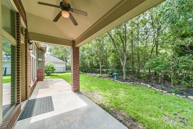 view of patio / terrace with ceiling fan