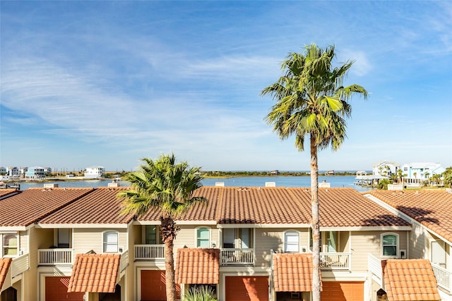 exterior space featuring a water view