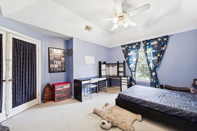 bedroom with carpet and ceiling fan