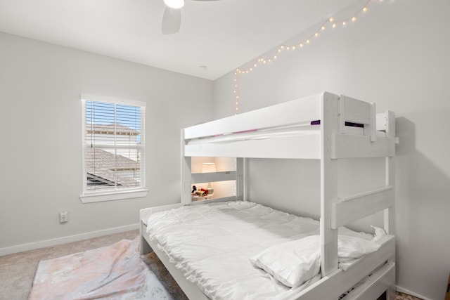 bedroom with carpet flooring and ceiling fan