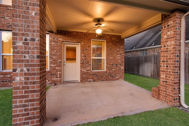 view of patio / terrace featuring ceiling fan