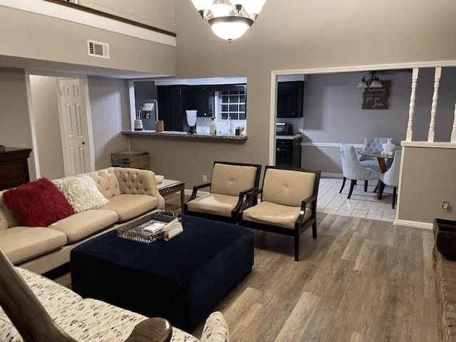 living room featuring wood-type flooring