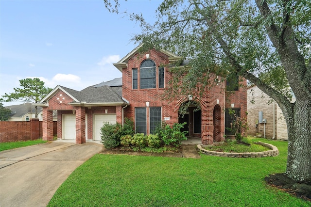 view of front of house featuring a garage and a front yard