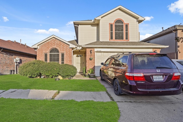 front of property with a garage and a front yard