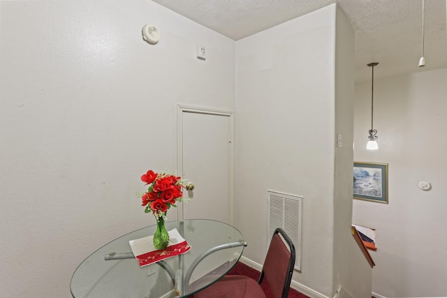 dining room with a textured ceiling