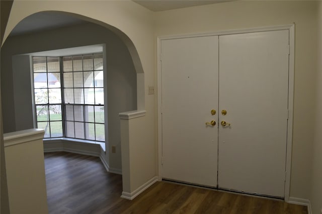 entrance foyer featuring dark wood-type flooring