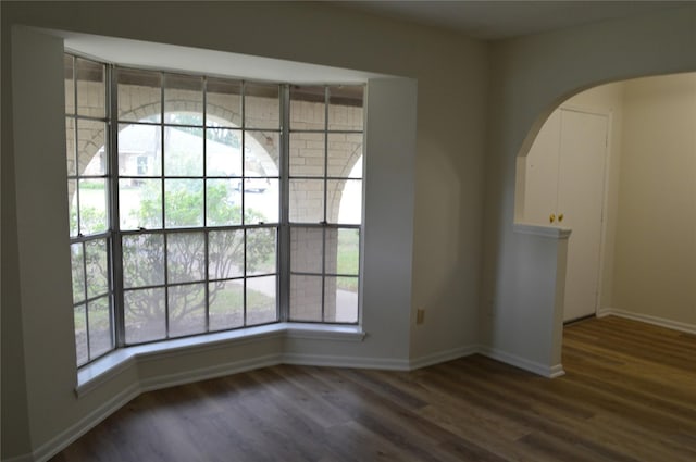 empty room featuring dark hardwood / wood-style flooring