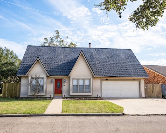 view of front of home with a garage and a front yard