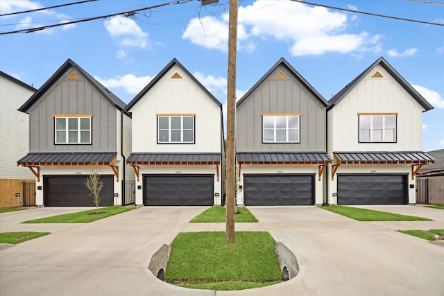 modern farmhouse with a garage