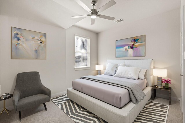 bedroom with carpet and ceiling fan