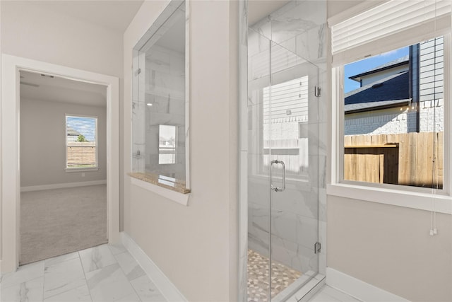bathroom featuring walk in shower
