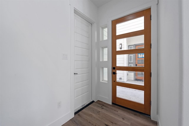 doorway to outside with a healthy amount of sunlight and light wood-type flooring