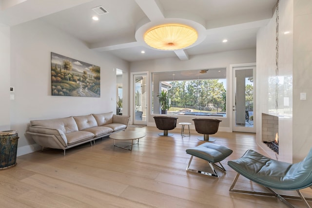 living room featuring light wood-type flooring