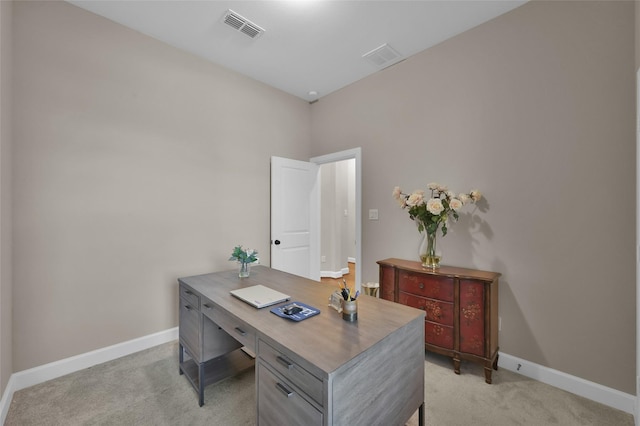 view of carpeted home office