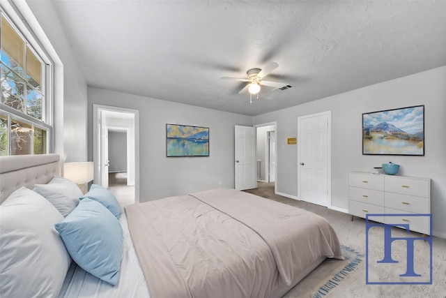 bedroom with carpet and ceiling fan