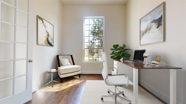 office featuring hardwood / wood-style flooring