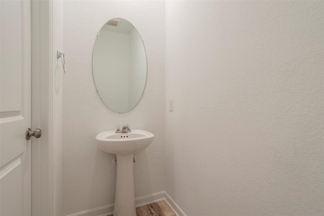 bathroom featuring wood-type flooring