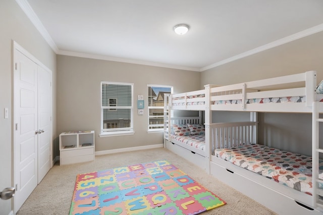 bedroom with ornamental molding