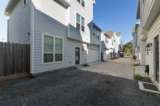 exterior space featuring a garage