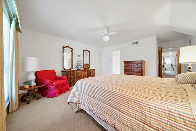 bedroom with carpet flooring and ceiling fan