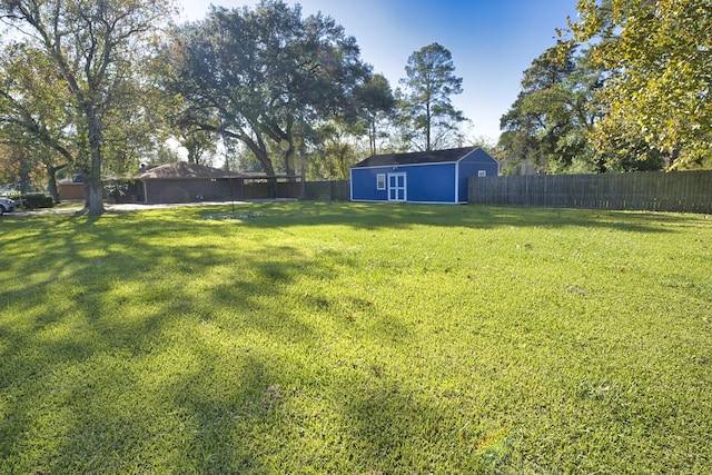 view of yard featuring a shed