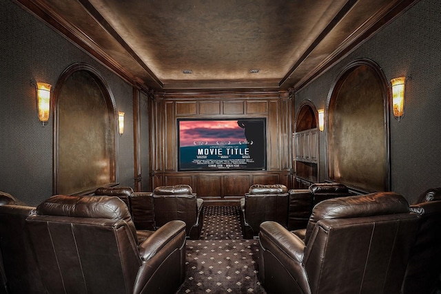 cinema featuring crown molding