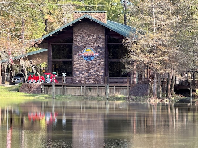 exterior space featuring a water view