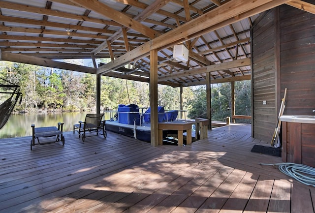 dock area featuring a water view