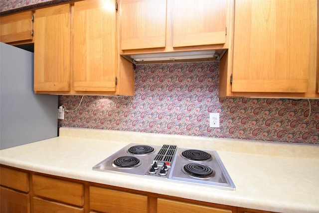 kitchen with stainless steel electric stovetop and exhaust hood