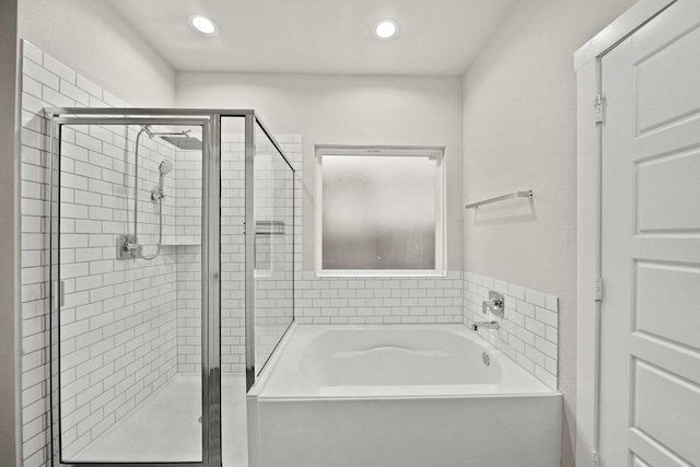 bathroom with plus walk in shower