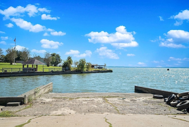 water view featuring a gazebo