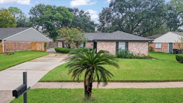 ranch-style house featuring a front lawn