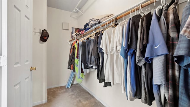 spacious closet featuring carpet flooring