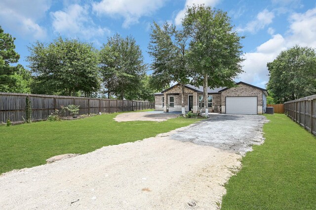 exterior space with a garage