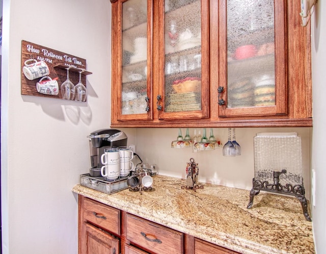 bar with light stone countertops