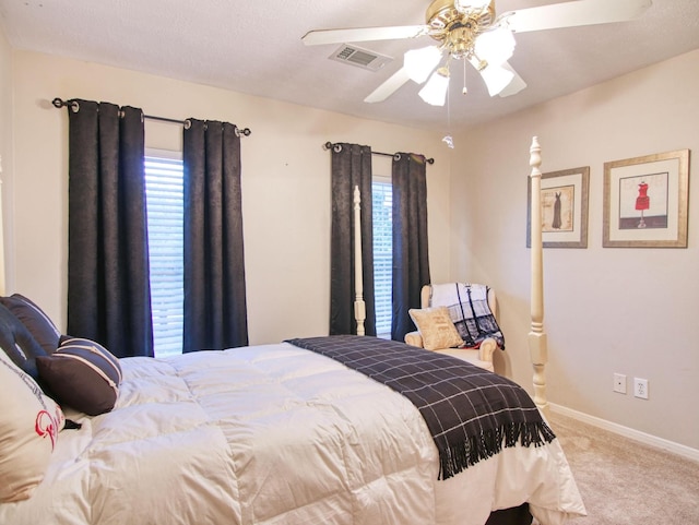 bedroom featuring carpet and ceiling fan