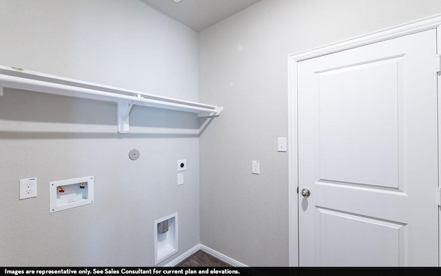 clothes washing area featuring hookup for an electric dryer and washer hookup