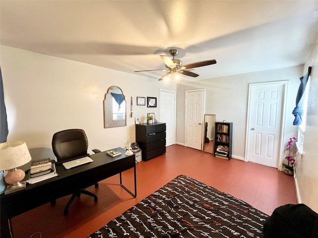 home office featuring ceiling fan and a healthy amount of sunlight