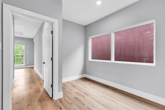 interior space with light hardwood / wood-style floors