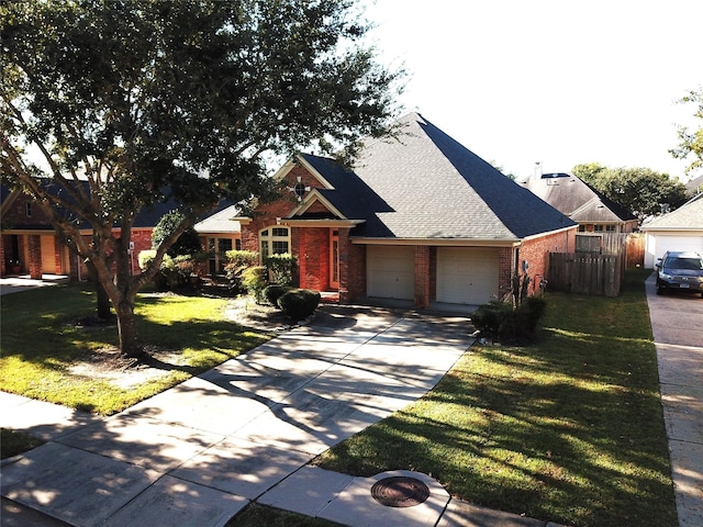 view of front facade with a garage and a front yard