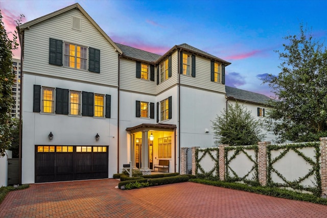 view of front of house with a garage